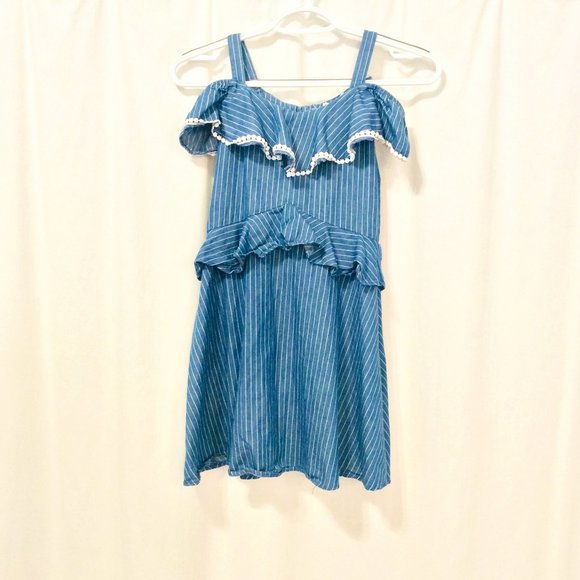 BCBGirls Tencel Ruffle Dress Blue - Picture 1 of 3